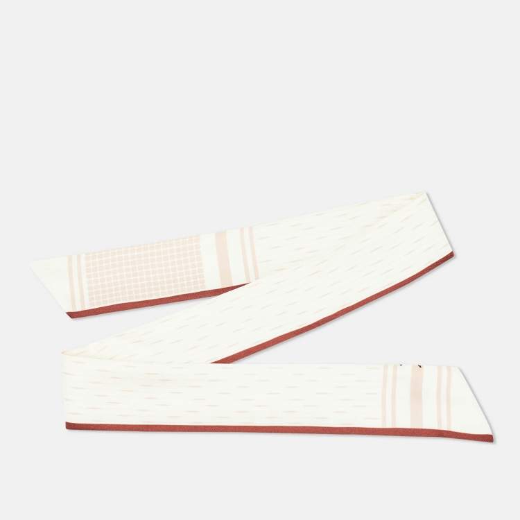 Pre Owned Loro Piana White Printed Silk Bandeau 