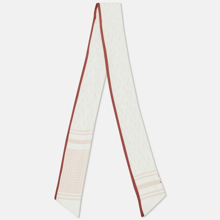 Pre Owned Loro Piana White Printed Silk Bandeau 