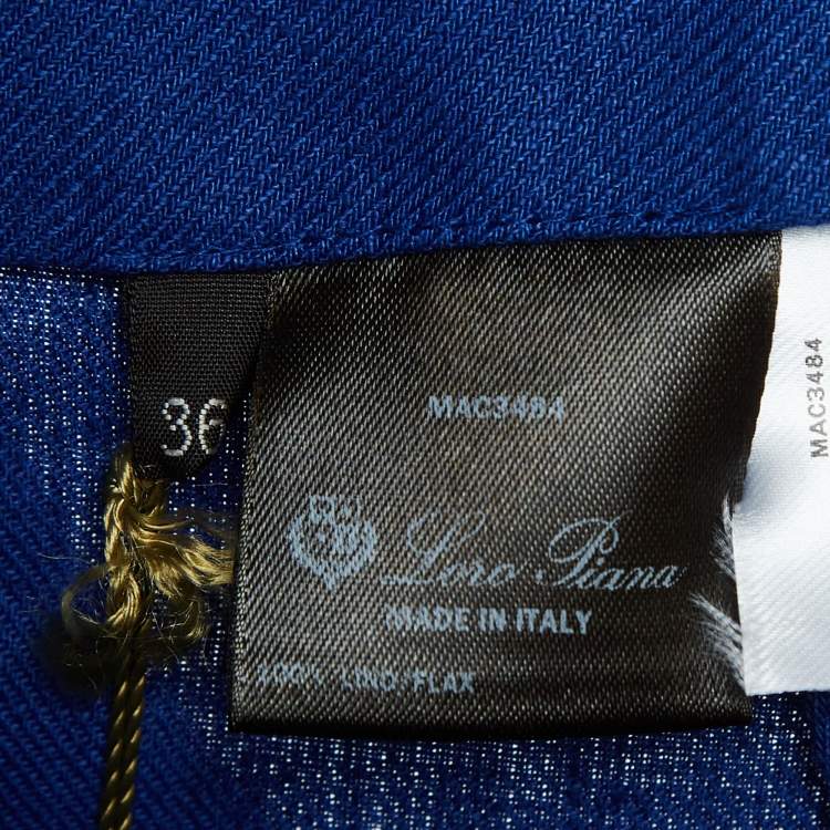 Pre Owned Loro Piana Blue Linen High Rise Shorts XS