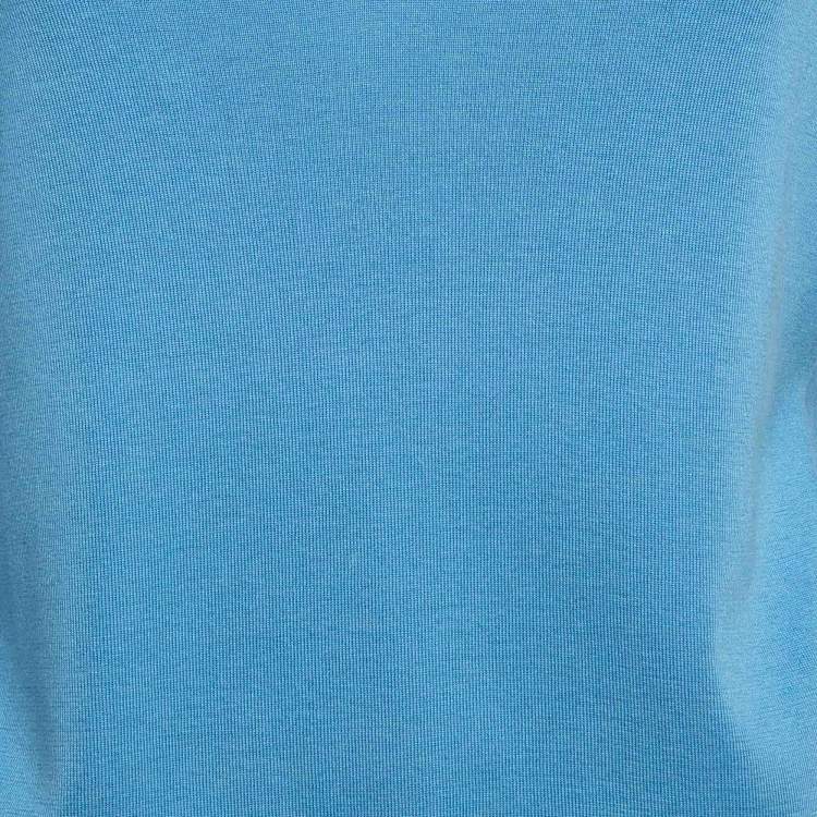 مملوكة مسبقًا Loro Piana Blue Rib Knit Sorbonne Polo T-Shirt S