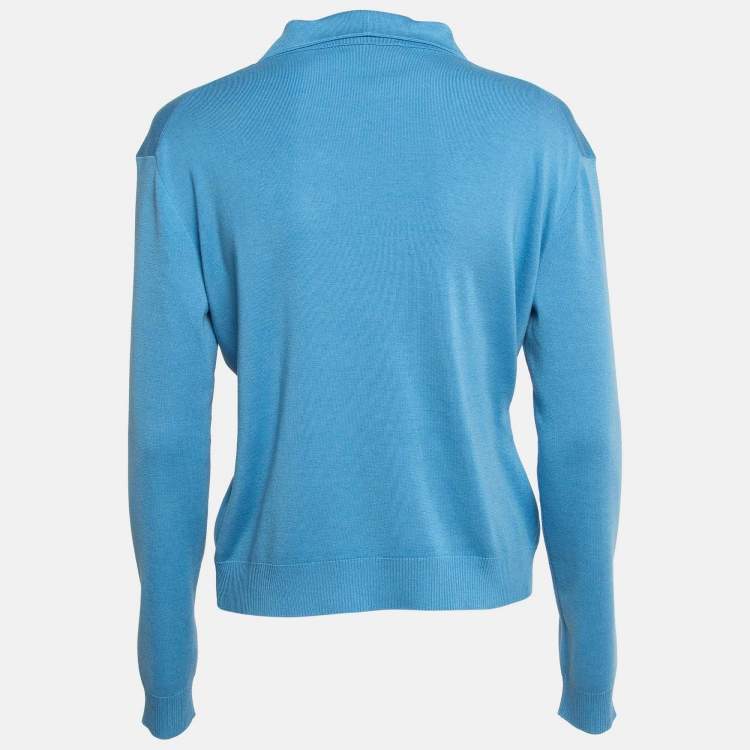 مملوكة مسبقًا Loro Piana Blue Rib Knit Sorbonne Polo T-Shirt S