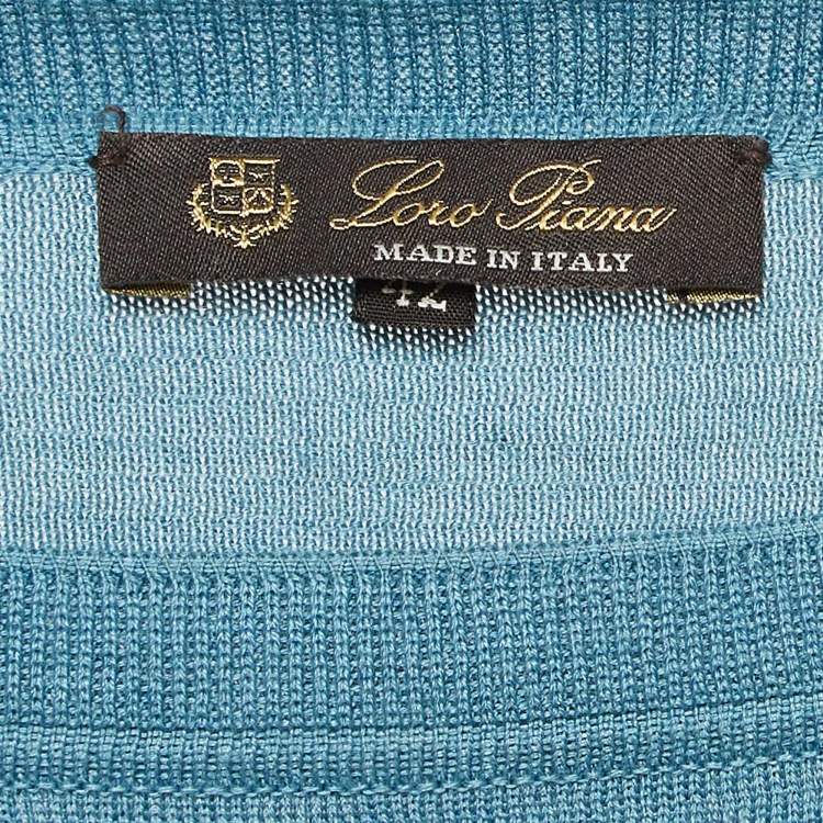 مملوكة مسبقًا Loro Piana Blue Rib Knit Silk Blend Sweater M