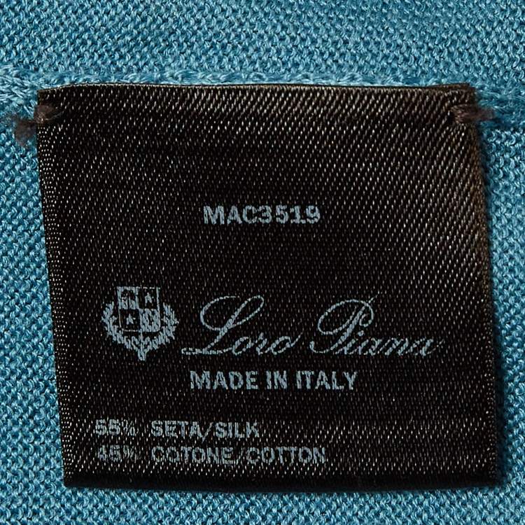 مملوكة مسبقًا Loro Piana Blue Rib Knit Silk Blend Sweater M