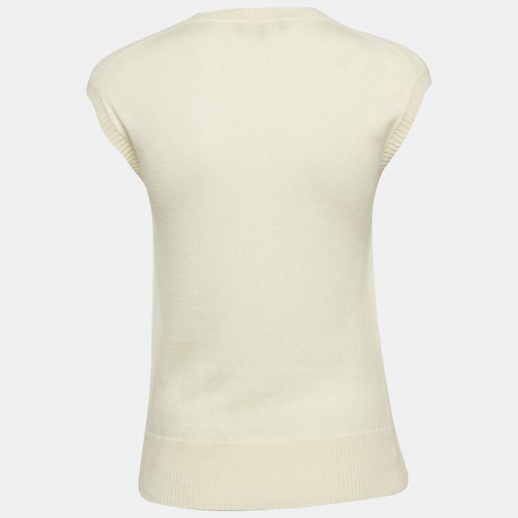 Pre Owned Loro Piana Cream Cashmere Knit Vest S