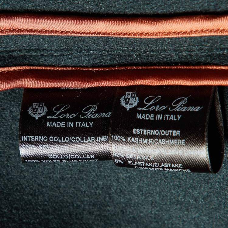 Pre Owned Loro Piana Green Cashmere & Leather Fur Collared Jacket S