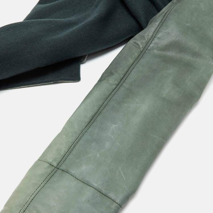 Pre Owned Loro Piana Green Cashmere & Leather Fur Collared Jacket S