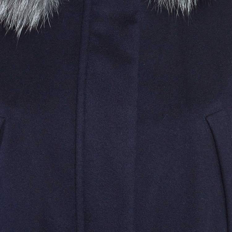 Pre Owned Loro Piana Navy Blue Cashmere Detachable Hood Zip-Up Jacket XS