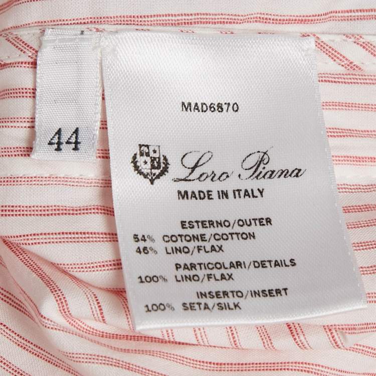 Pre Owned Loro Piana Pink Pinstripe Cotton Blend Tunic Top M