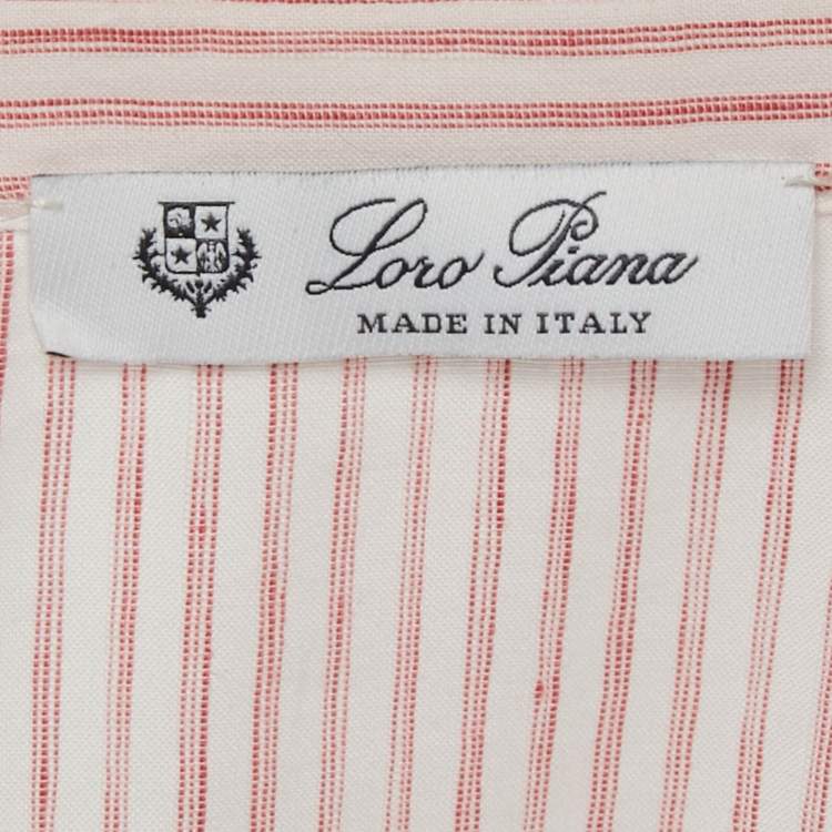 Pre Owned Loro Piana Pink Pinstripe Cotton Blend Tunic Top M