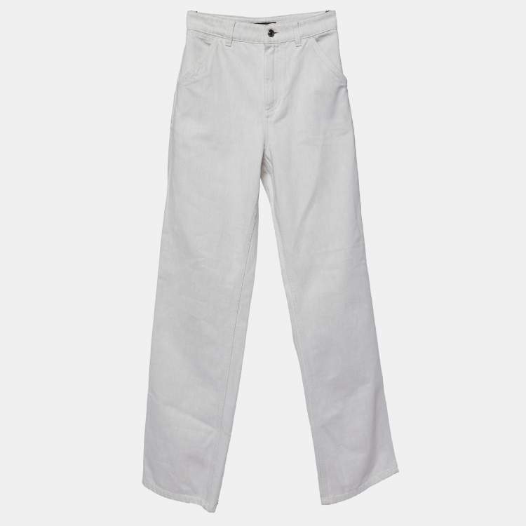 Pre Owned Loro Piana Ivory White Cotton Releigh Trousers XS