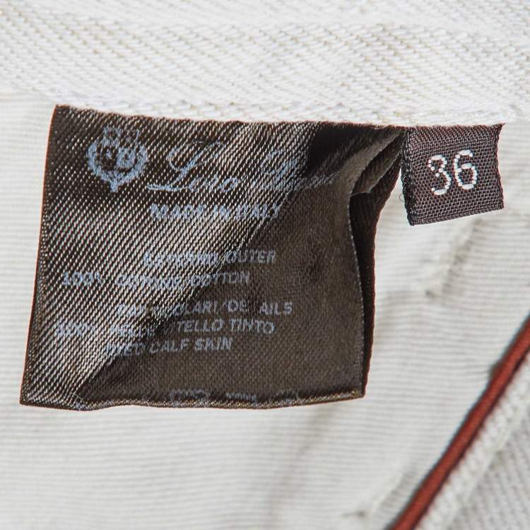 Pre Owned Loro Piana Ivory White Cotton Releigh Trousers XS