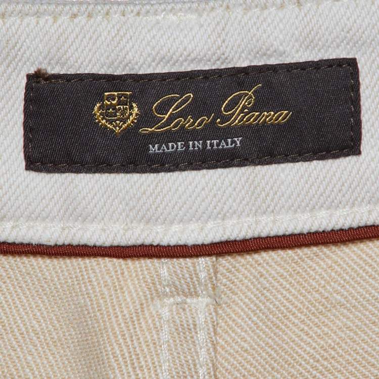 Pre Owned Loro Piana Ivory White Cotton Releigh Trousers XS