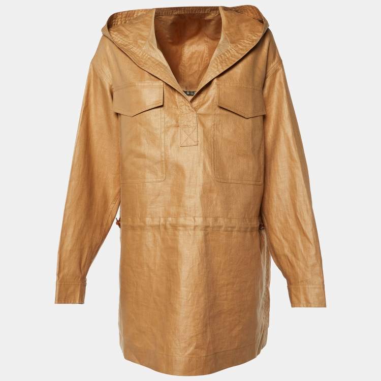 Pre Owned Loro Piana Brown Linen Bardhyl Hooded Jacket M