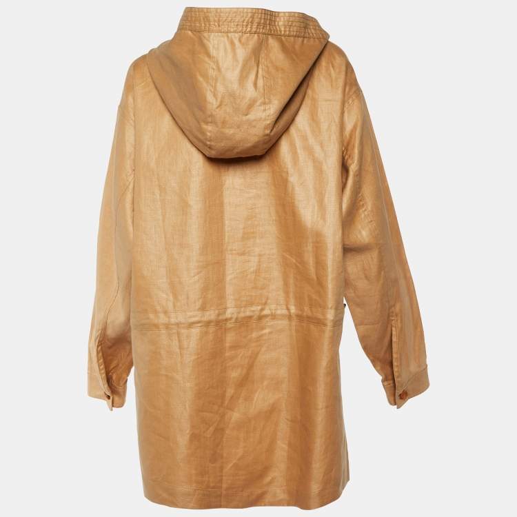 Pre Owned Loro Piana Brown Linen Bardhyl Hooded Jacket M
