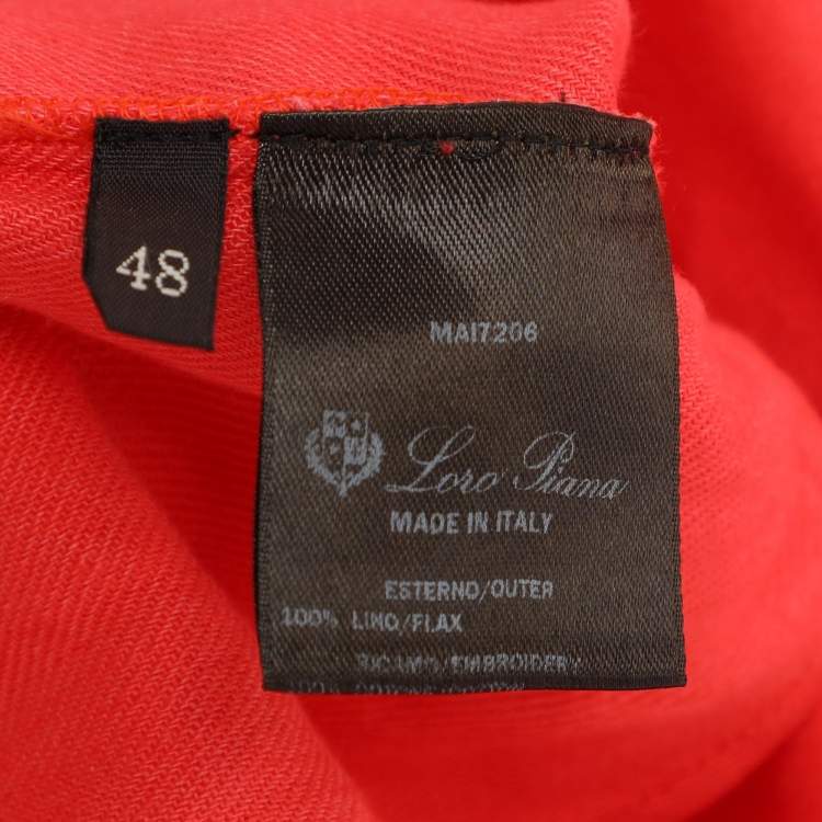 Pre Owned Loro Piana Coral Pink Cotton Kaftan Dress L