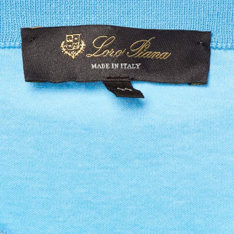 Pre Owned Loro Piana Blue Logo Embroidered Cotton T-Shirt M