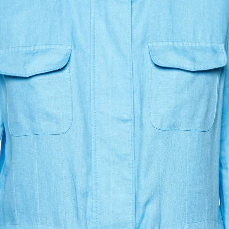 Pre Owned Loro Piana Blue Linen Traveller Jacket L