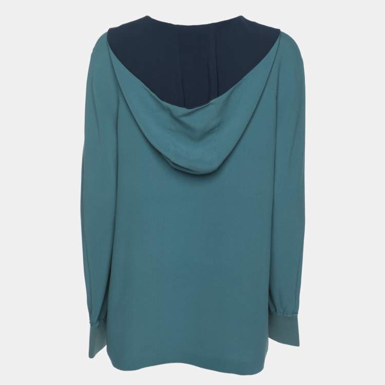 Pre Owned Loro Piana Blue Silk Hoodie XL