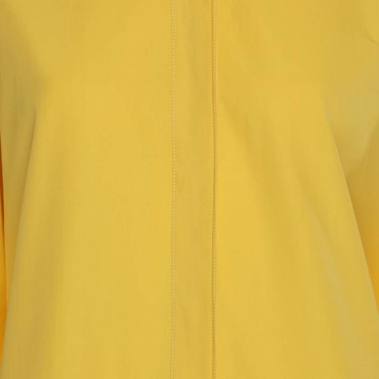 Pre Owned Loro Piana Yellow Cotton Macramé Lace-Trimmed Midi Dress M