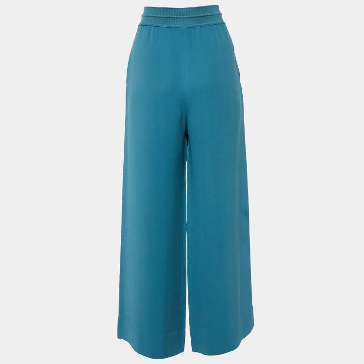 Pre Owned Loro Piana Blue Silk Crepe Joggers M