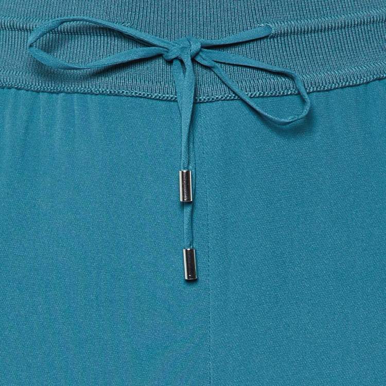Pre Owned Loro Piana Blue Silk Crepe Joggers M
