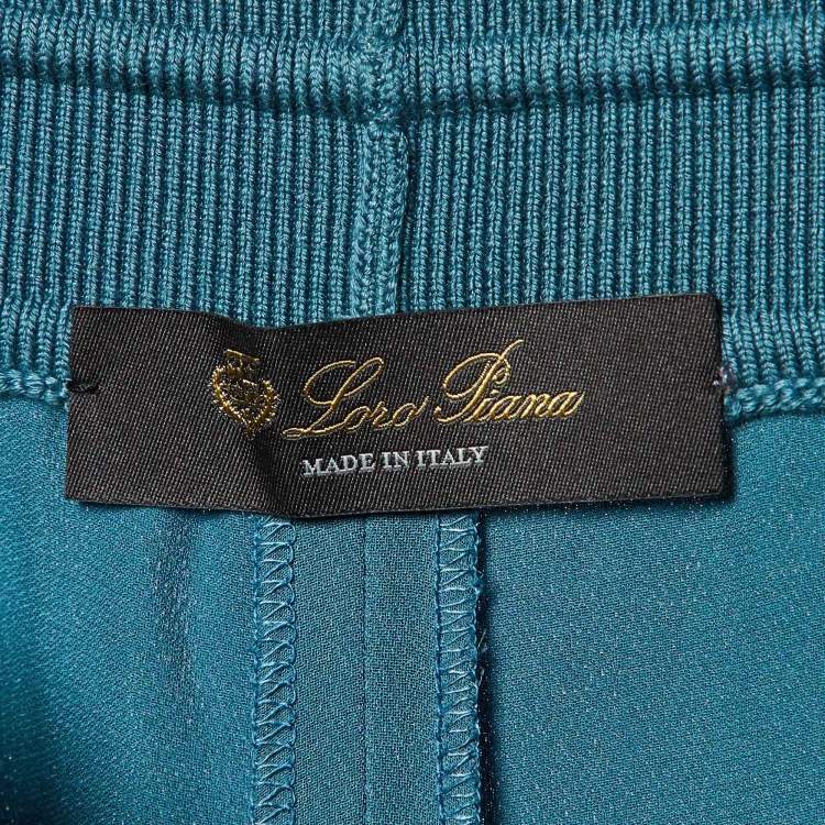 Pre Owned Loro Piana Blue Silk Crepe Joggers M