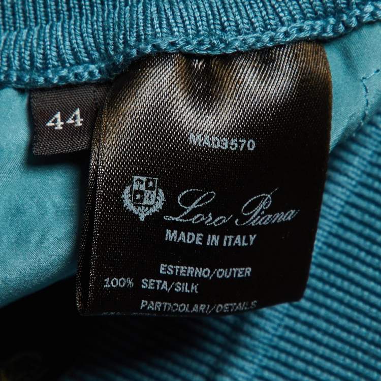Pre Owned Loro Piana Blue Silk Crepe Joggers M