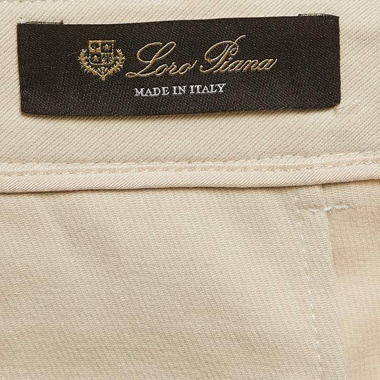 Pre Owned Loro Piana Beige Stretch Cotton Trousers M