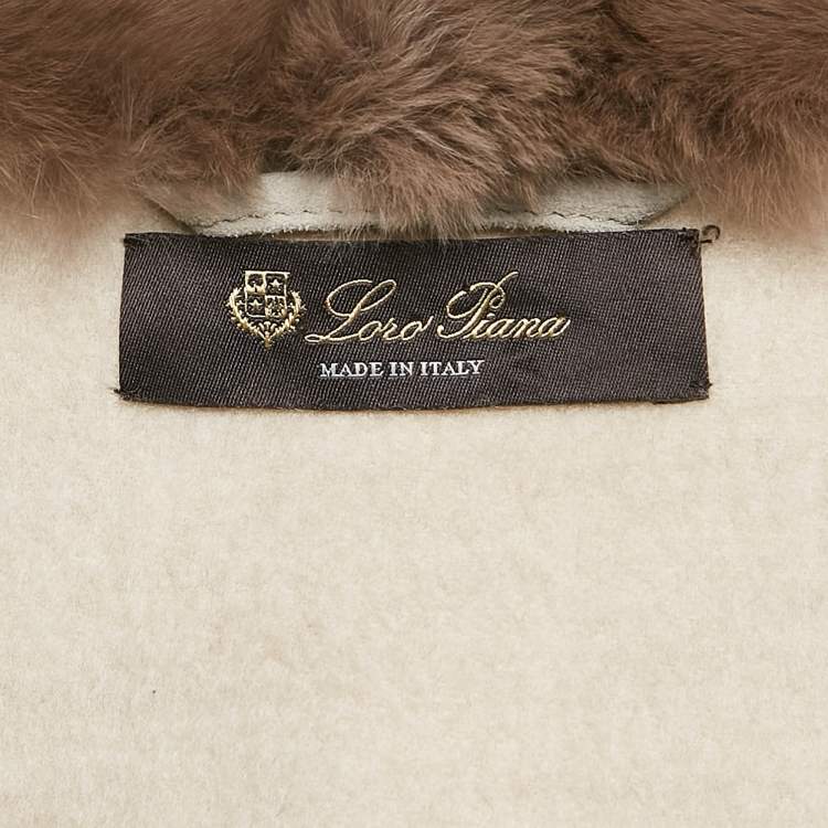 Pre Owned Loro Piana Beige Fur Trim Cashmere Salzburg Cape M