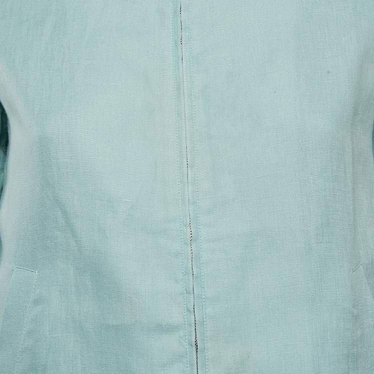 Pre Owned Loro Piana Green Linen Bomber Jacket and Joggers Set XS/S