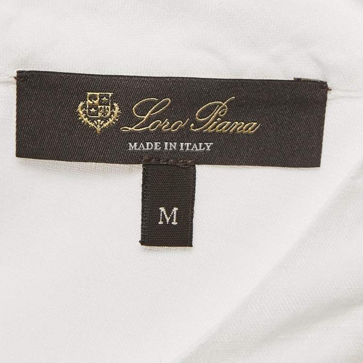 Pre Owned Loro Piana Off-White/Ivory Linen and Silk Knit Tunic Top M 