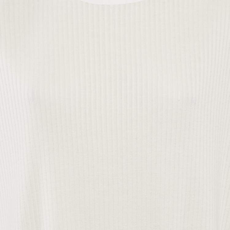 Pre Owned Loro Piana Off-White/Ivory Linen and Silk Knit Tunic Top M 