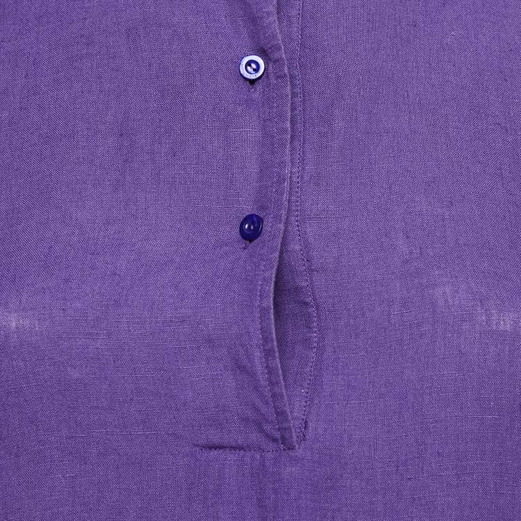 Pre Owned Loro Piana Purple Linen Sleeveless Long Dress M