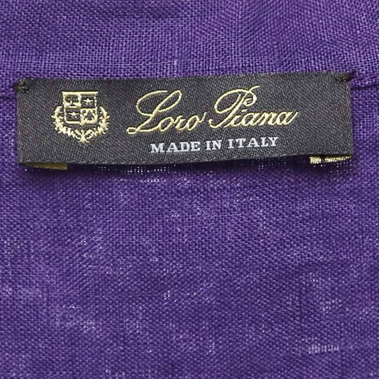 Pre Owned Loro Piana Purple Embroidered Linen Button Front Blouse L