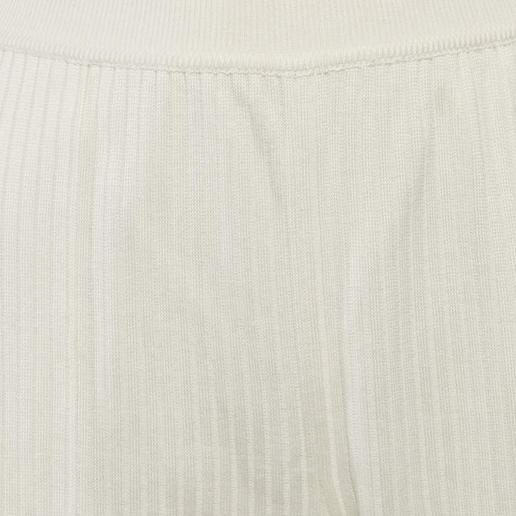 Pre Owned Loro Piana Off-White Silk Blend Rib Knit Trousers S