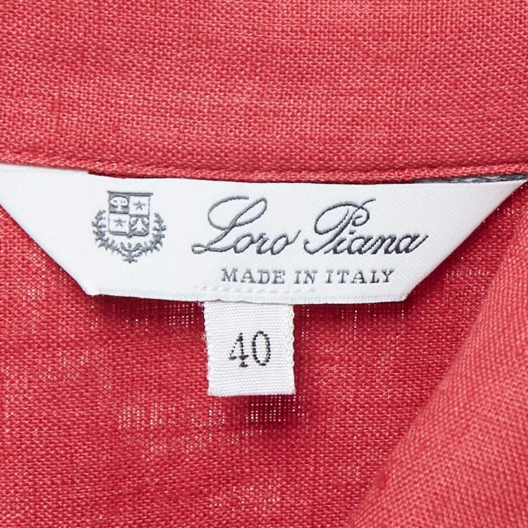 Pre Owned Loro Piana Red Linen Button Front Shirt S