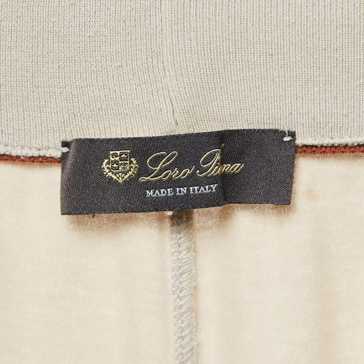 Pre Owned Loro Piana Beige Cotton Knit Contrast Panel Detail Joggers S