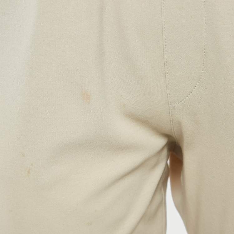 Pre Owned Loro Piana Beige Cotton Knit Contrast Panel Detail Joggers S