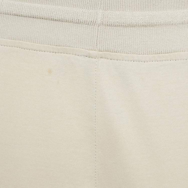 Pre Owned Loro Piana Beige Cotton Knit Contrast Panel Detail Joggers S