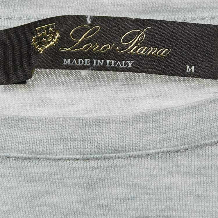 Pre Owned Loro Piana Grey Cotton Round Neck T-Shirt M