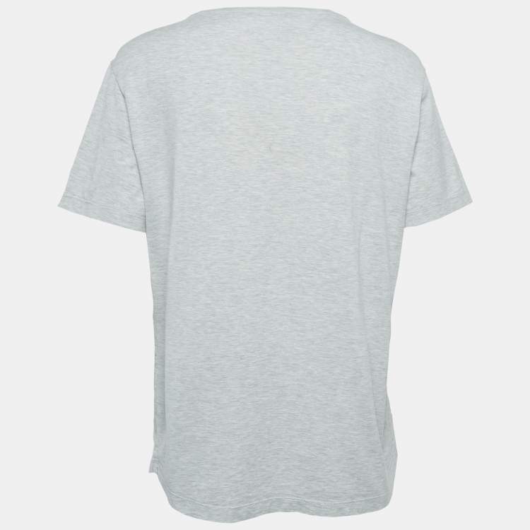 Pre Owned Loro Piana Grey Cotton Round Neck T-Shirt M