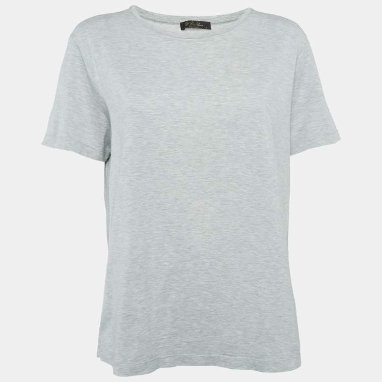 Pre Owned Loro Piana Grey Cotton Round Neck T-Shirt M