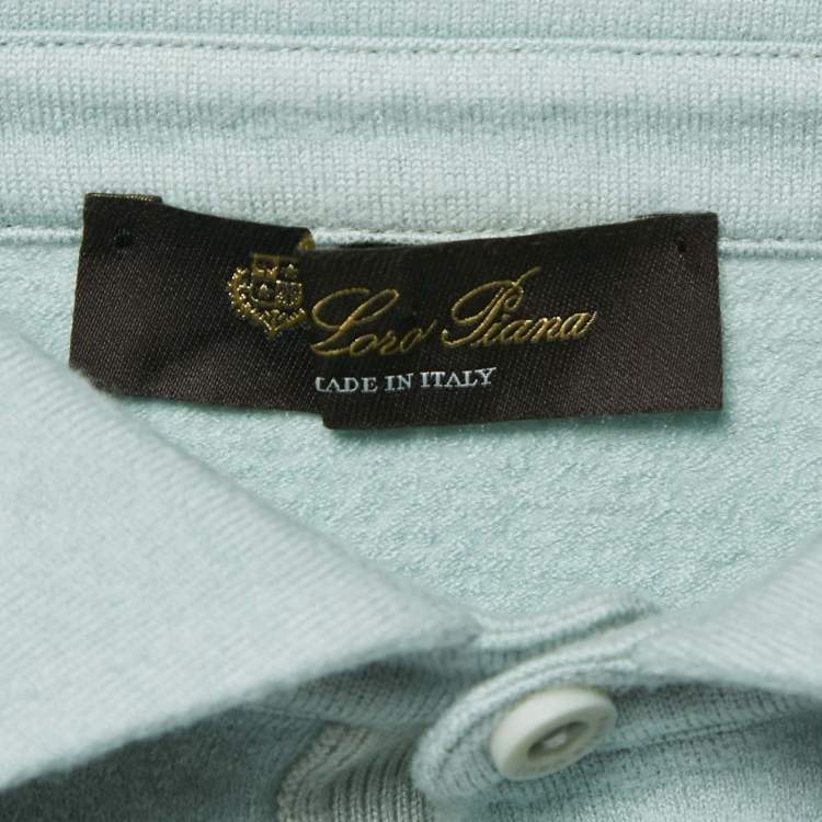 Pre Owned Loro Piana Light Blue Wool Blend Polo T-Shirt XL
