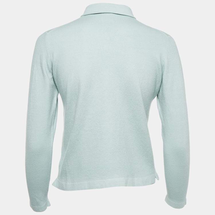 Pre Owned Loro Piana Light Blue Wool Blend Polo T-Shirt XL
