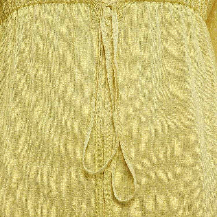 Pre Owned Loro Piana Yellow Linen Blend Jersey Kaftan Dress One Size 
