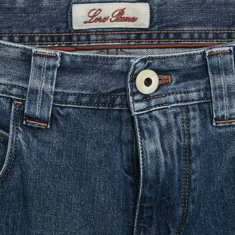 Pre Owned Loro Piana Blue Washed Denim Jeans L Waist 33"