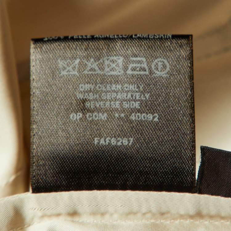 مملوكة مسبقًا Loro Piana Light Beige Silk Blend Leather Trim Detail Zip-Up Hooded Vest L