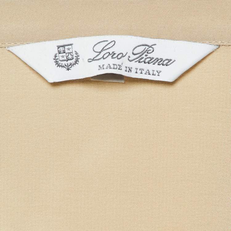 Pre Owned Loro Piana Cream Silk Contrast Trimmed Blouse L