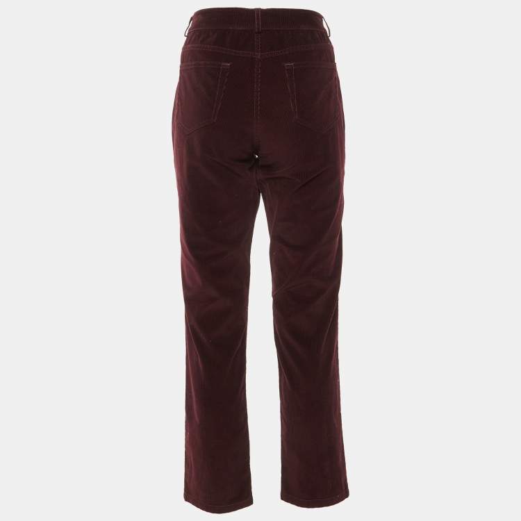 Pre Owned Loro Piana Burgundy Corduroy Slim Fit Trousers L