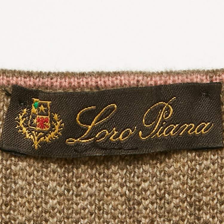 Pre Owned Loro Piana Vintage Brown Houndstooth Cashmere Knit Short Dress M